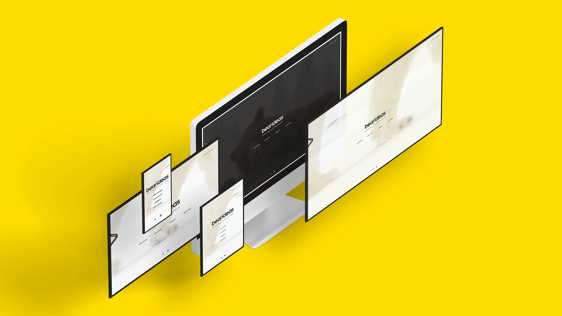 Différents supports avec des interfaces du site Bearideas