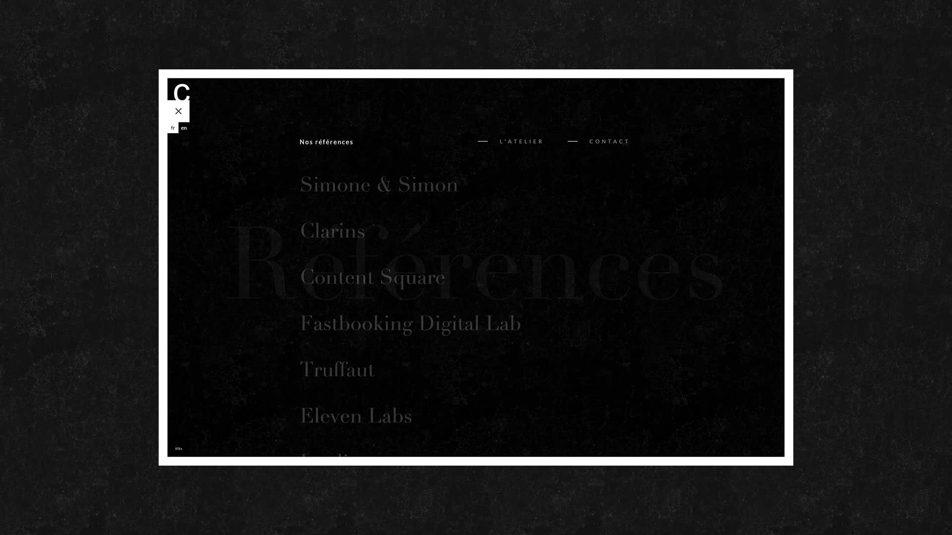 Menu du site de l'Atelier Creano
