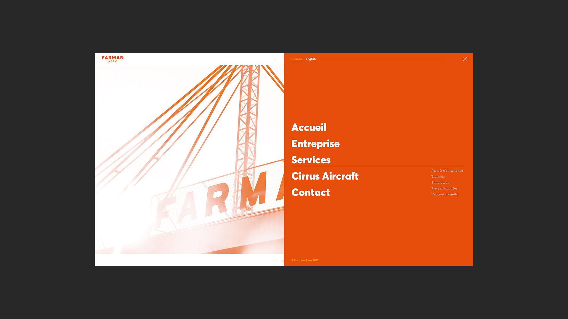 Interface du site Farman Aero