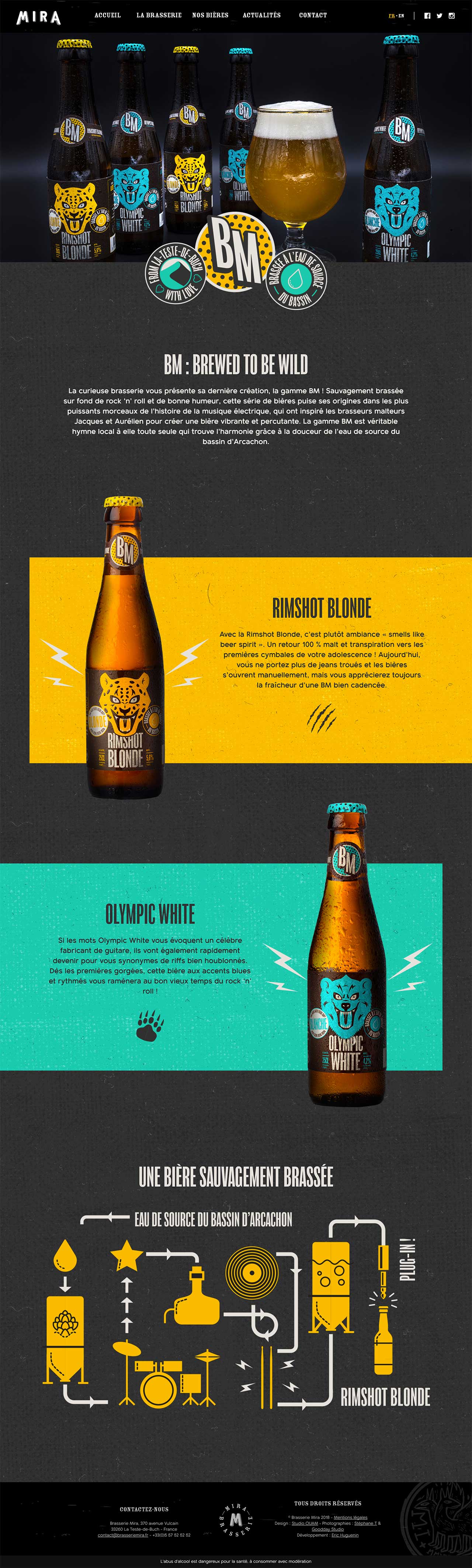 Page d'intérieur du site Brasserie Mira