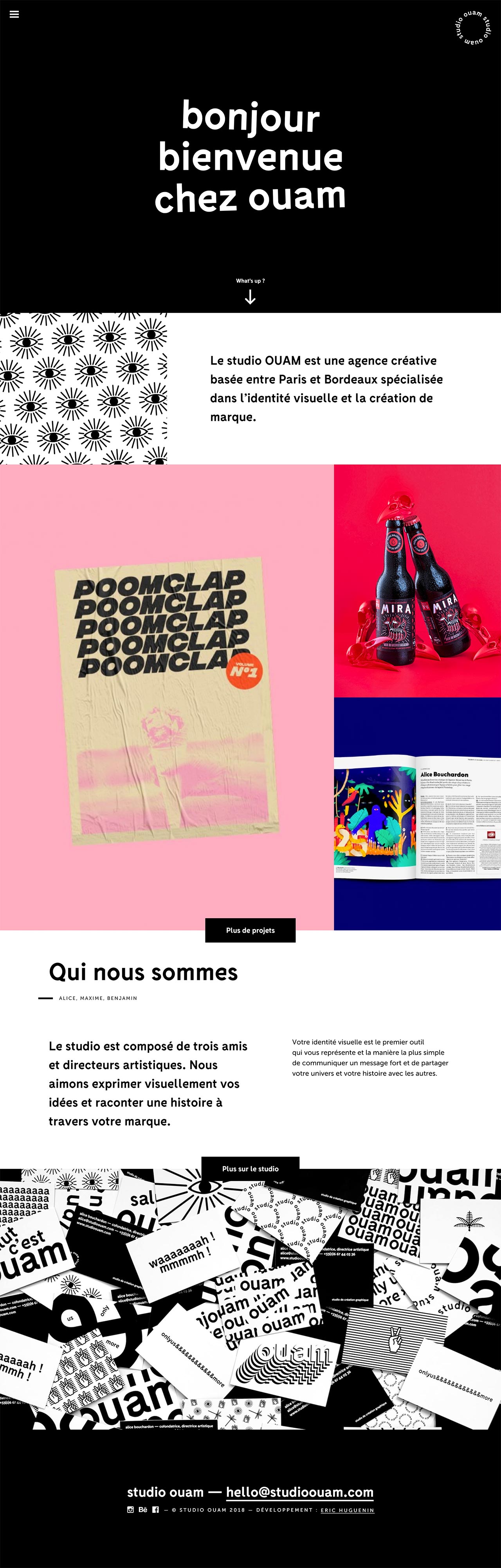 Page d'accueil du site Studio OUAM